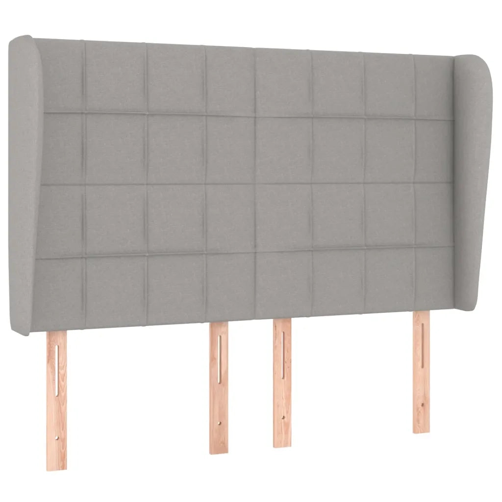 Testiera ad Orecchio-Testata con Orecchie Grigio Chiaro 147x23x118/128 cm in Tessuto 154054