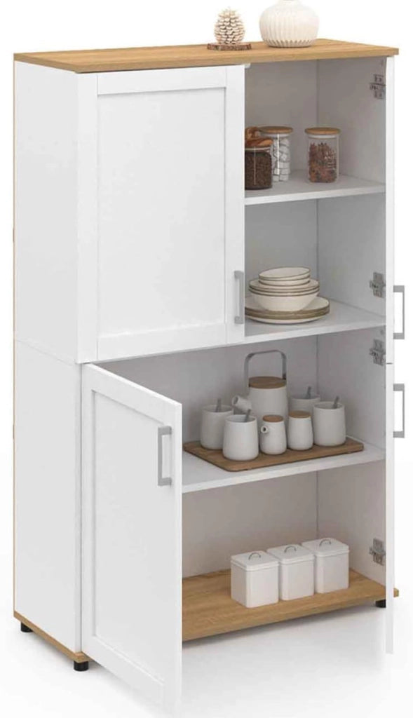 Tablero alto de 2 puertas VITO blanco y efecto haya H. 125 cm