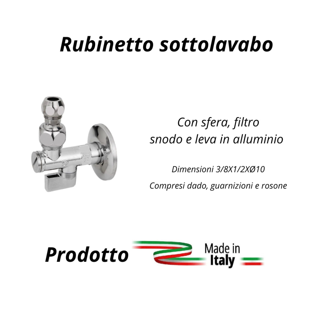 Rubinetto valvola sottolavabo in ottone cromato multipack con filtro snodato a leva made in italy 1/2-3/-10 *** (quan...