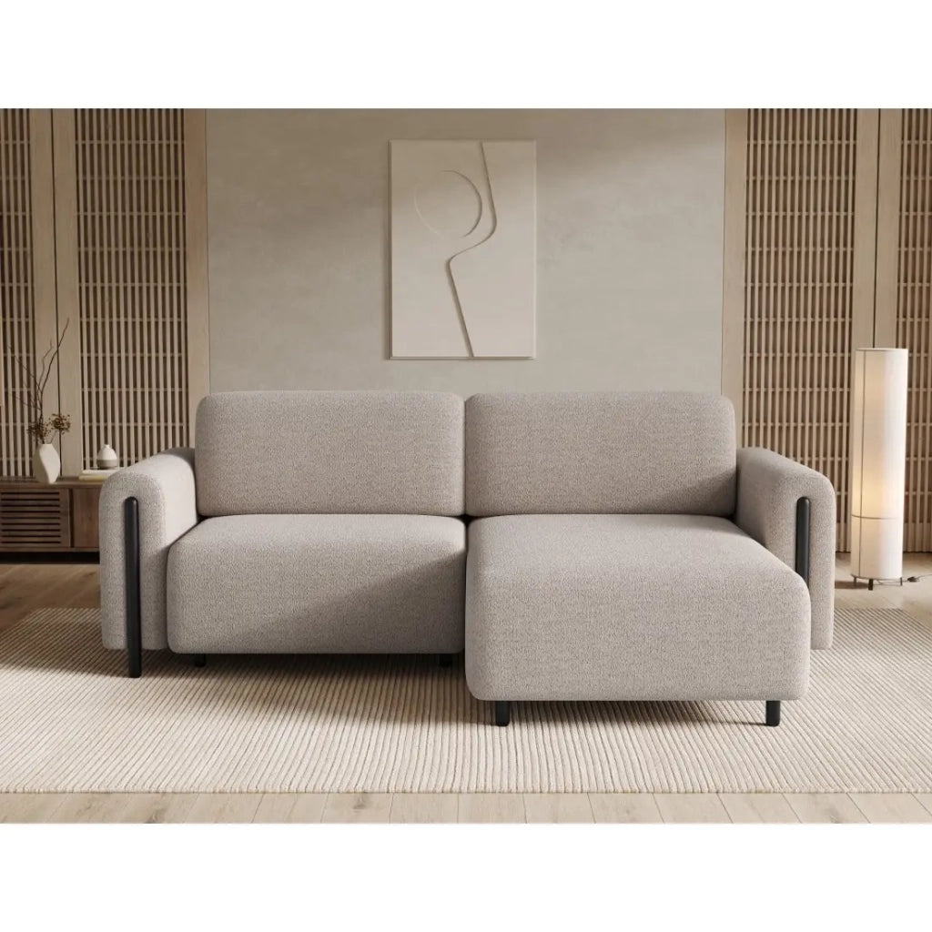 Divano angolare convertibile ARVESSA beige chenille – Angolo destro