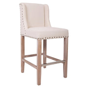 Sgabello imbottito in legno e beige 48x58x67/104h