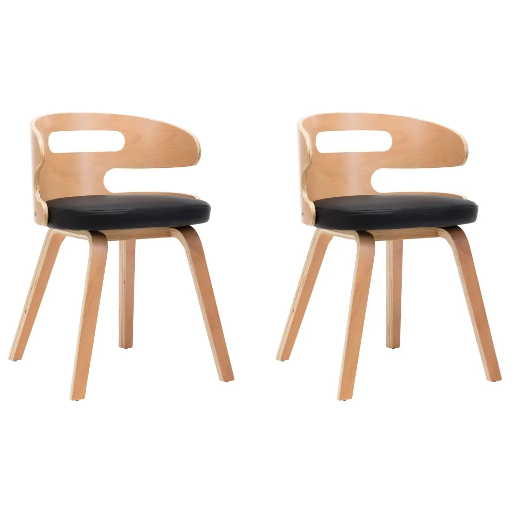 Sedie da Pranzo 2 pz | Sedie da cucina Nere in Legno Curvato e Similpelle