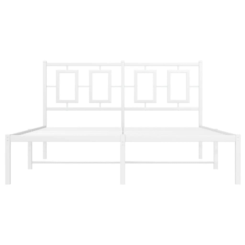 Giroletto con Testiera-Struttura Letto con testiera Metallo Bianco 140x200 cm 187376