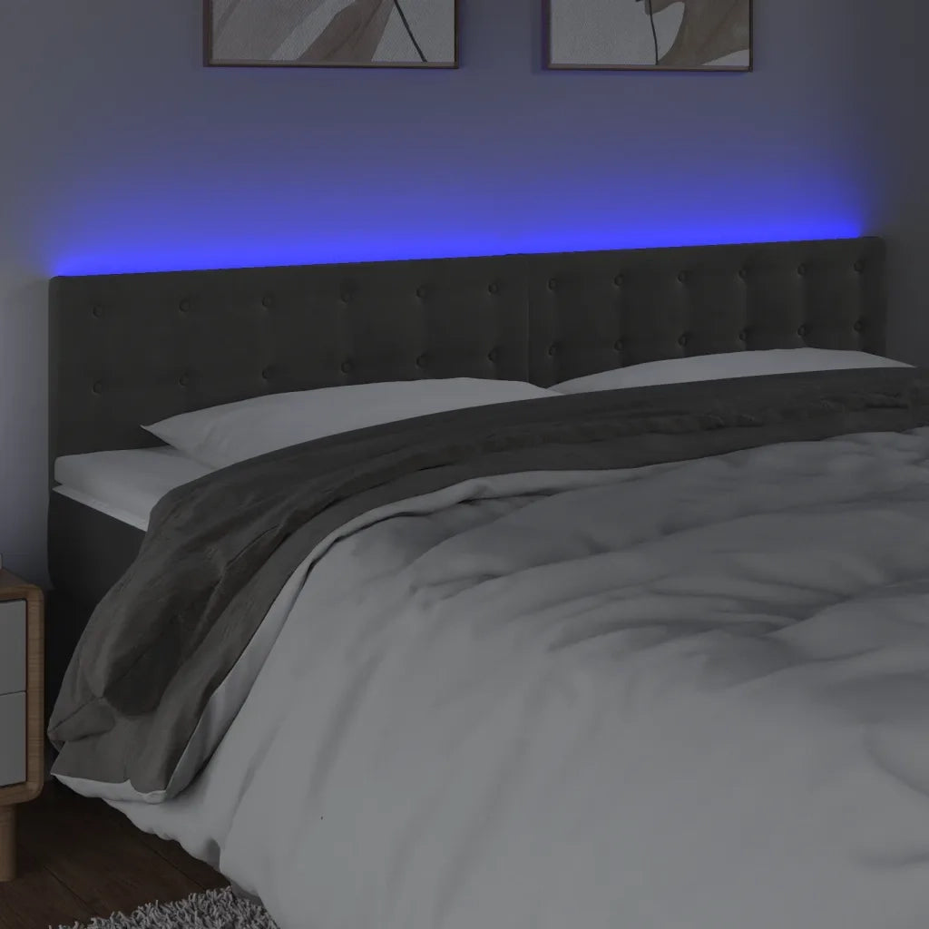 Testiera | Testata a LED Grigio Scuro 180x5x78/88 cm in Velluto