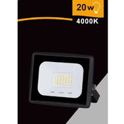 Trade Shop - Faretto Led Faro 20 Watt 1800 Lm Ip65 Nero Luce Fredda Calda Naturale Ek02-20w-n - -bianco Naturale      -