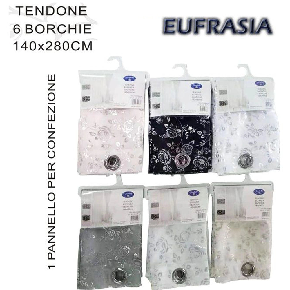 Trade Shop - Tenda Eufrasia Pannello Singolo Con 6 Borchie Porta Finestra Bastone 140x280 Cm -