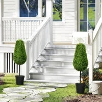 Set di 2 Piante Artificiali Buchsbaum 90cm con Foglie in Forma di Lacrima, Piante Finte in Vaso - Moderna Decorazione