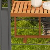 Tavolino da Ringhiera per Balcone Pieghevole e Regolabile in Legno, Colore Teak