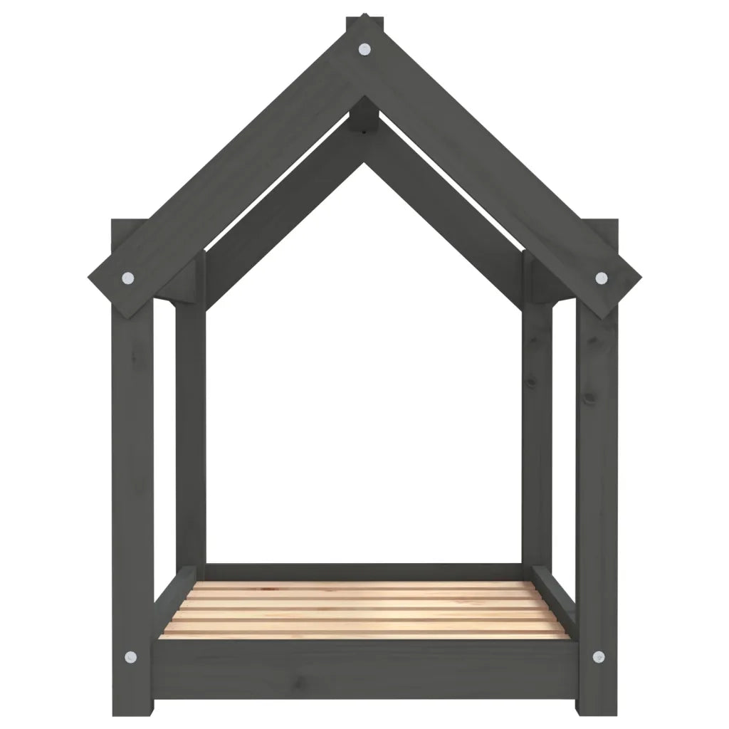 Cuccia per Cani Grigia 71x55x70 cm in Legno Massello di Pino 822204