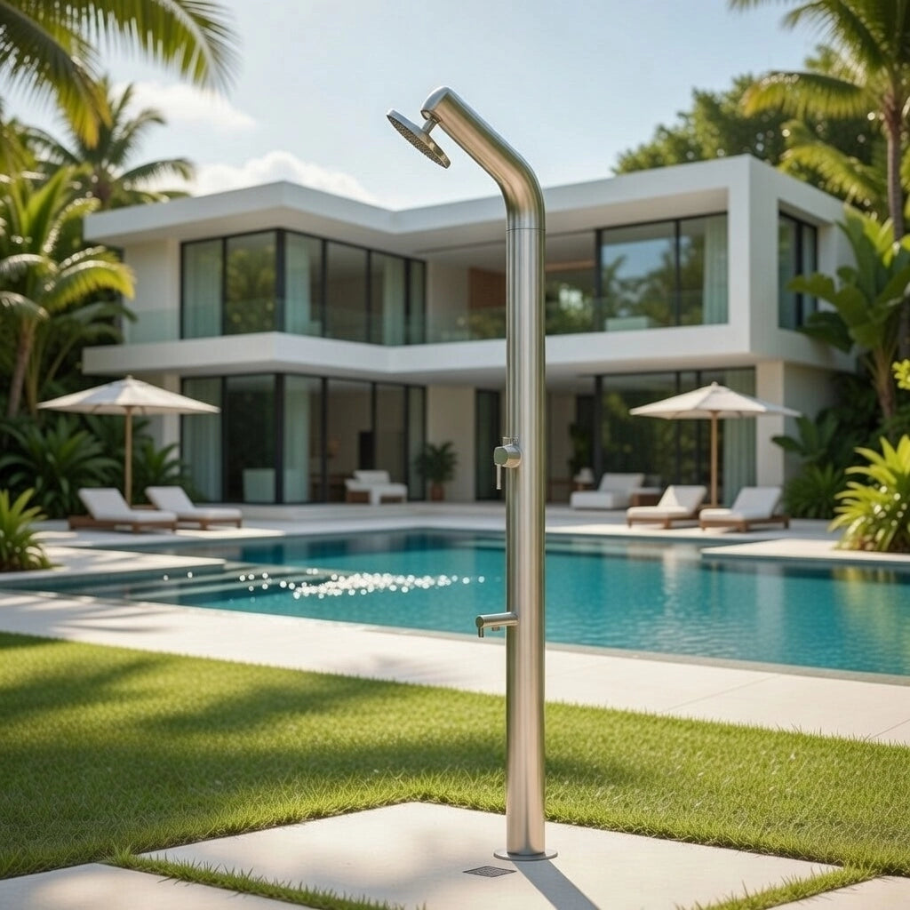 Doccia da Giardino Miscelatore e Lavapiedi ATI Docce UNI-1M Inox Anodizzato