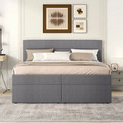 Letto matrimoniale imbottito 140x200 cm con contenitore; struttura in legno e MDF; grigio