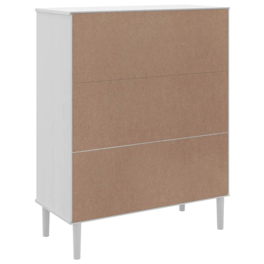 Credenza | Madia | Buffet da pranzo | Armadio da pranzo SENJA Aspetto Rattan Bianco 90x40x112cm Massello Pino