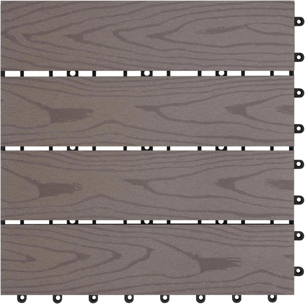 GTF002hco Piastrelle per Pavimenti da Esterno Balcone/Giardino/Terrazza Pavimentazione ad Incastro in WPC, Legno Composito (11 Pannelli / 1 m²) Caffè