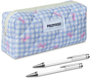 Etui con striscia, piccolo, etui per ragazze, design carino, borsa per scuola adatta per materiali da scrivere, contenitori per cosmetici, adatta per ragazze e donne adulte (blu)