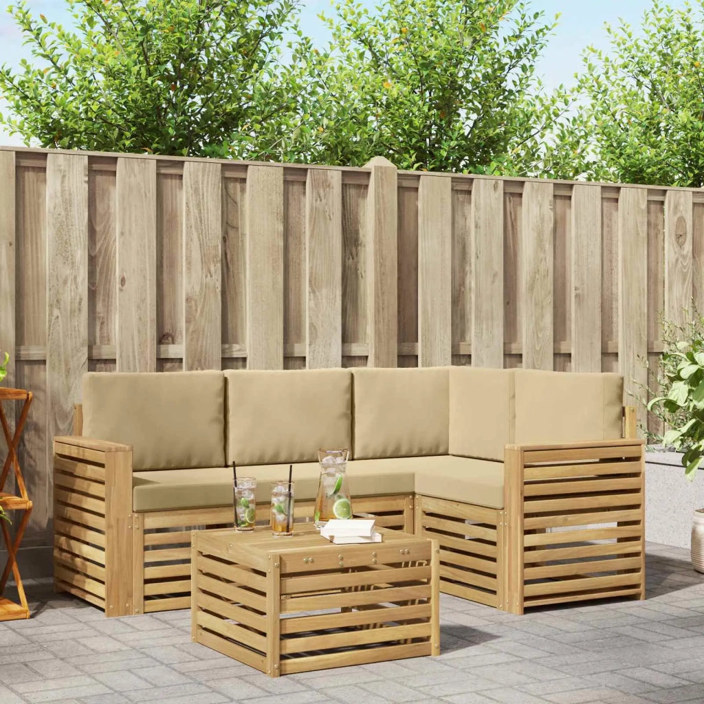 Set di divani da esterno 5 pcs Bianco e Beige 59 x 59 x 37 cm 3391803