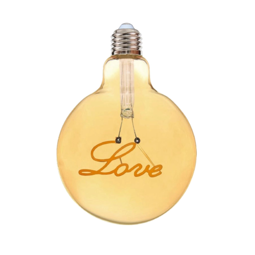 Lampadina globo a LED attacco E27 stile vintage con scritte filamento luce calda scritta Love Luce calda 2500K