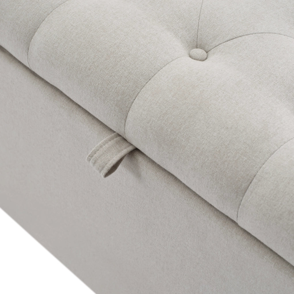 Ottomana con contenitore in lino 141x41;5x47 cm; grigio chiaro
