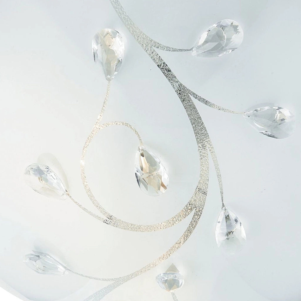Plafoniera Classica Dunkerque Acciaio Bianco Vetro Cromo 1 Luce E27 D40Cm