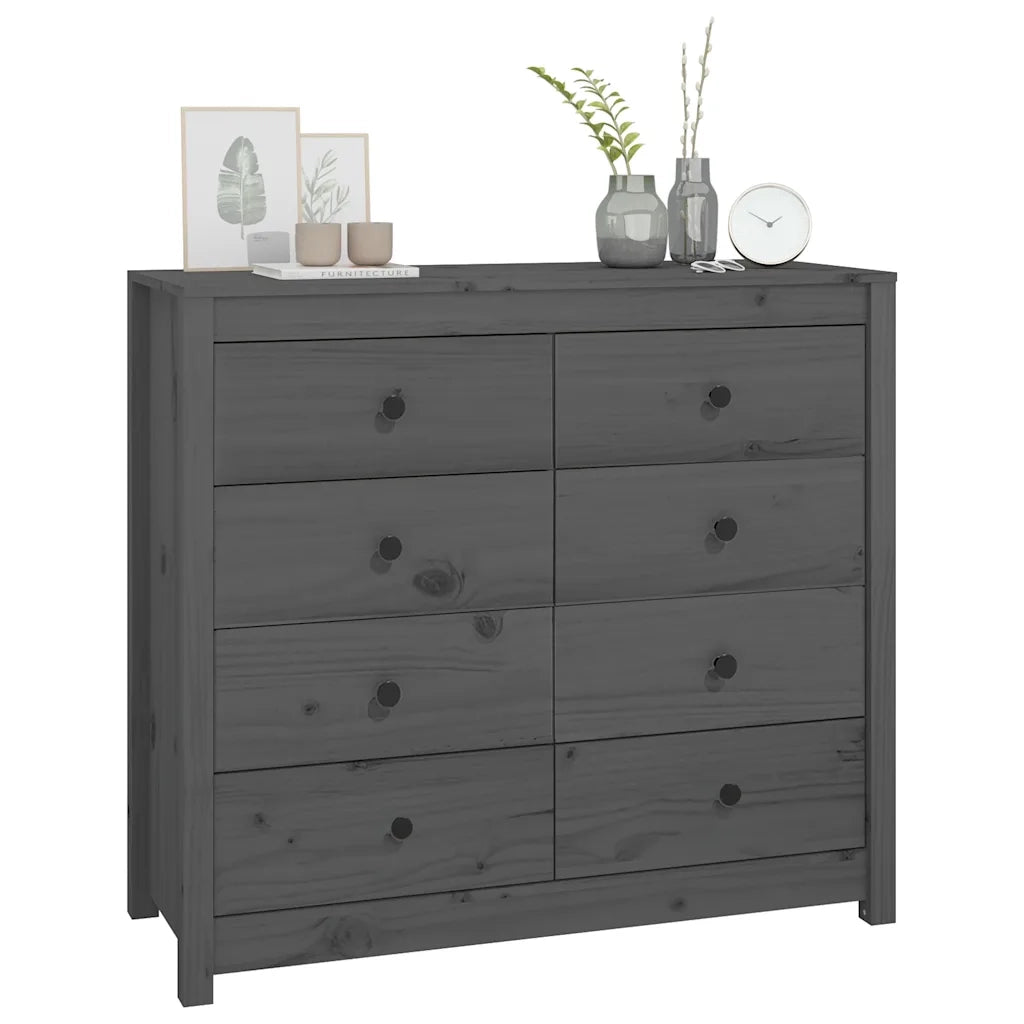 Armadietto Grigio 100x40x90 cm in Legno Massello di Pino 821771
