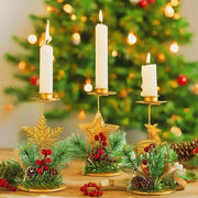 Set di sostegni per candela per Natale da 3 - Sostegni per albero di Natale, mele di ciliegio, uva, candelabro - Decorazione da tavola, sala da pranzo
