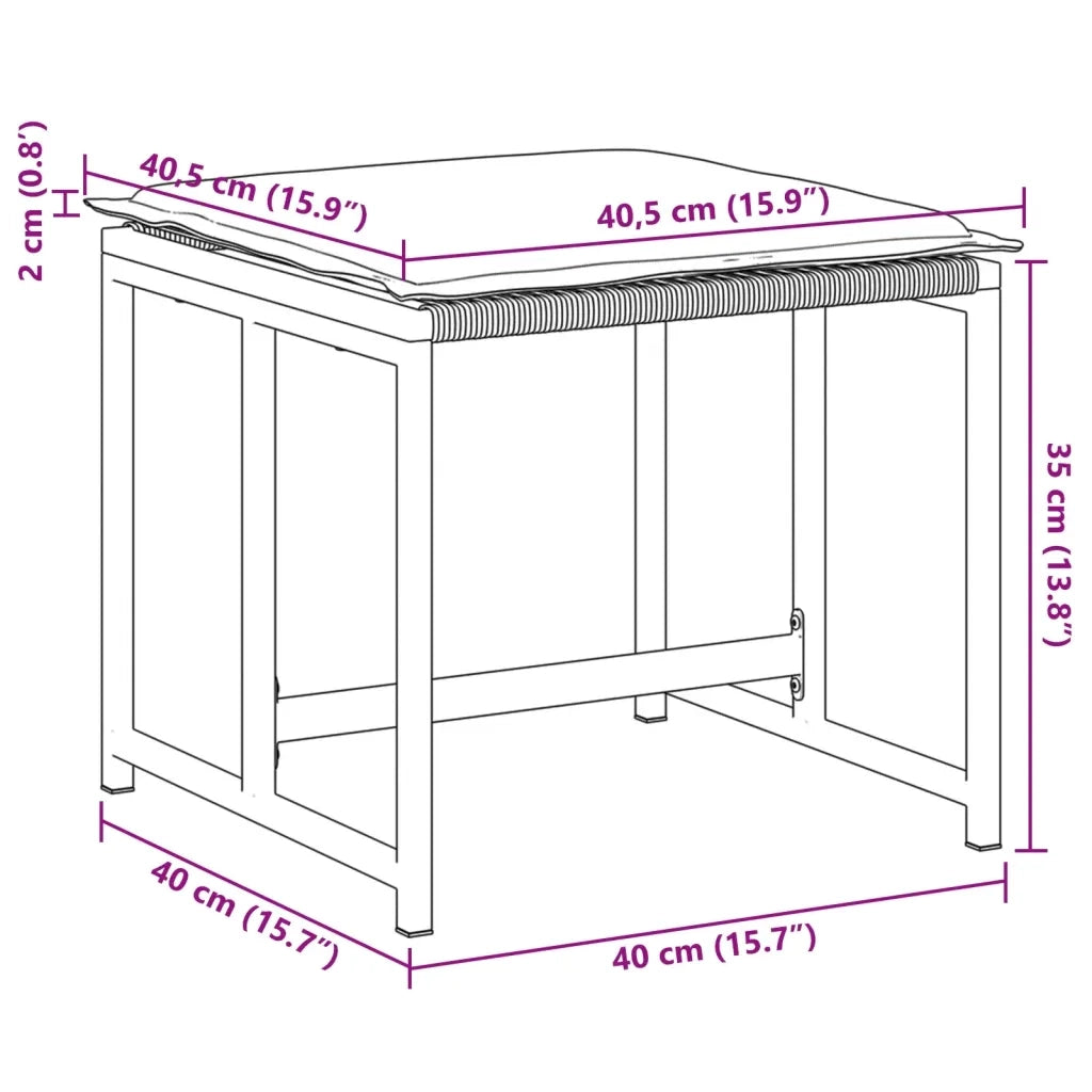 Sgabelli da Giardino con Cuscini 4 pz Neri in Polyrattan CFW6112038