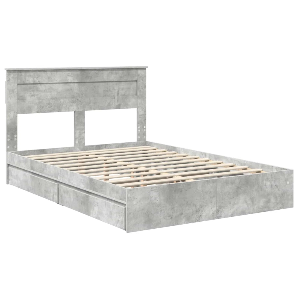 Letto con Contenitore con testiera Grigio cemento 150 x 200 cm 3409905