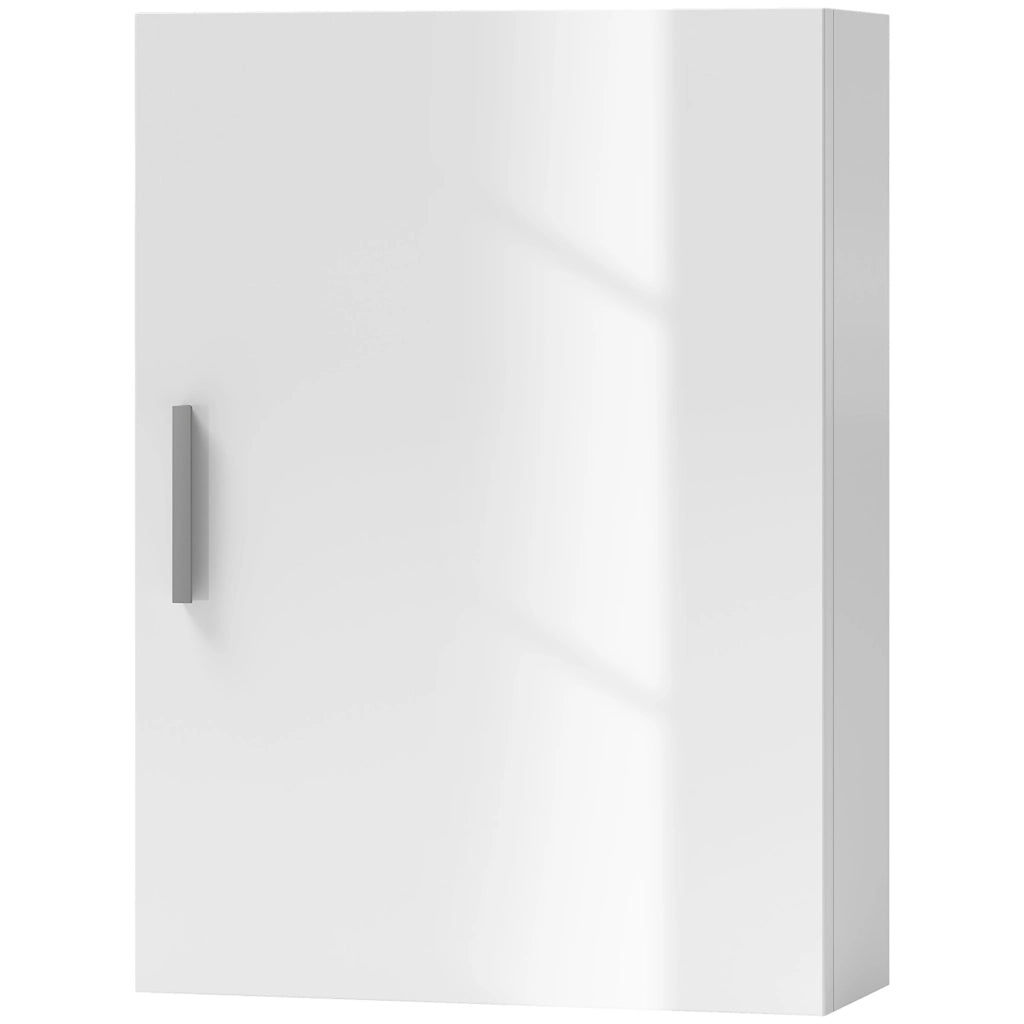Armadietto Bagno Parete Legno Bianco con Ripiani Vetro Regolabili ¨C Zephmum ¨C 40x15x55 cm