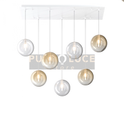 SOSPENSIONE CROMO 7 LUCI RETTANGOLARE VETRI 3X TR + 4X AM 1184CR-S7 R-TA