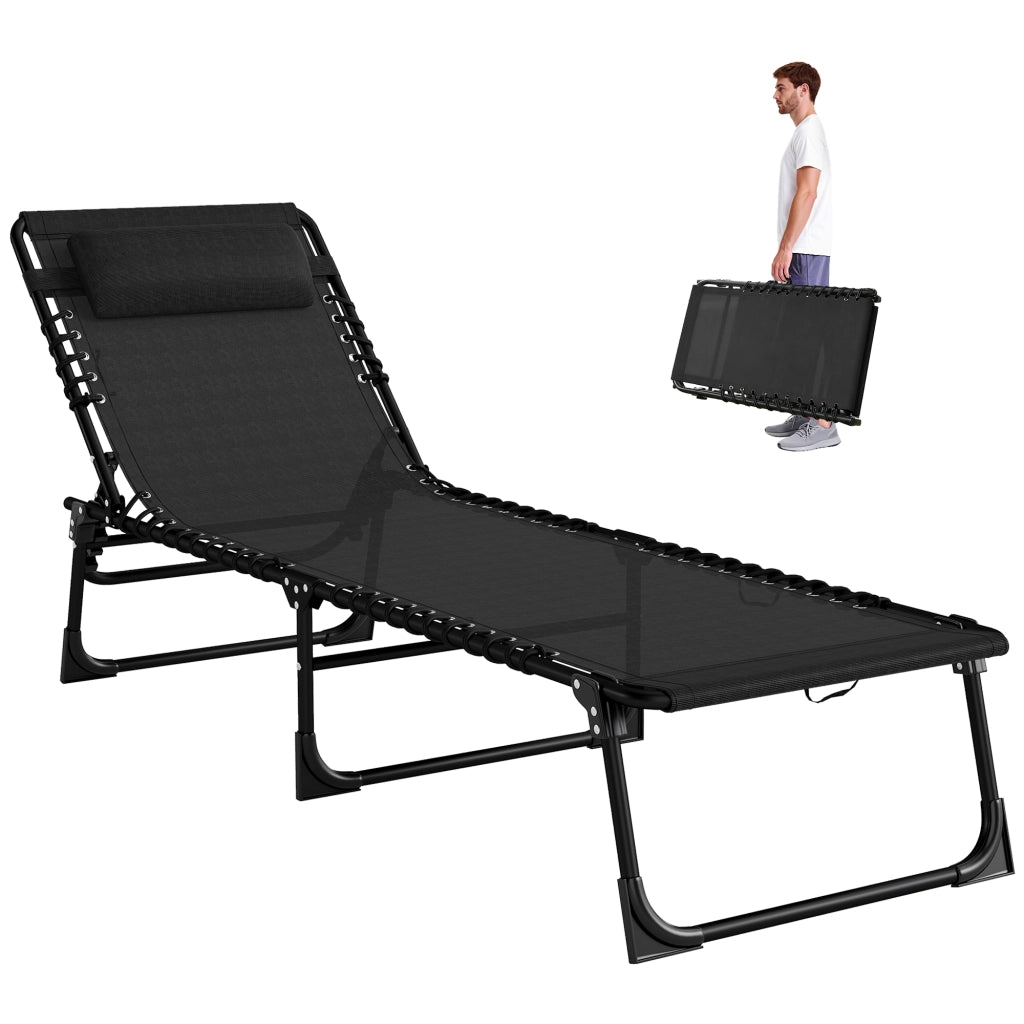 Lettino da giardino pieghevole ¨C zephmum ¨C nero 189x58x30cm