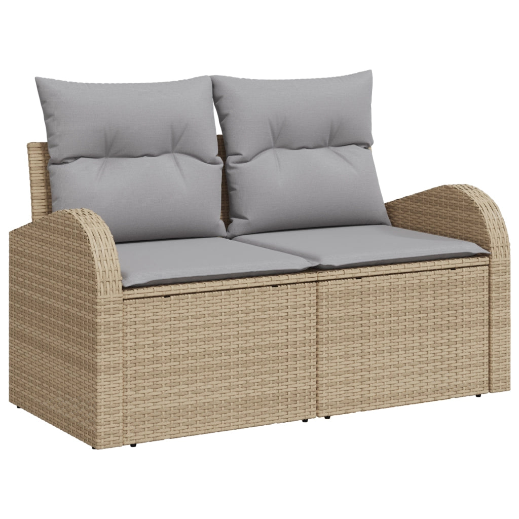 Set di divani da giardino  11 pezzi con cuscini beige polyrattan acacia