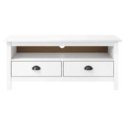 Mobile Porta TV Hill Bianco 110x40x47 cm in Legno di Pino 288924