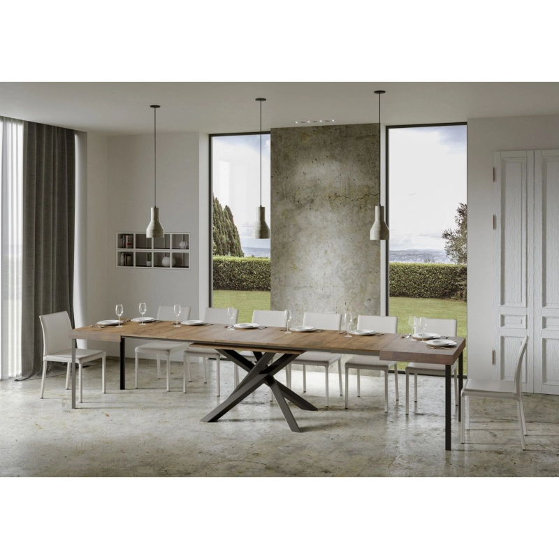 Tavolo allungabile 90x130/390 cm Volantis telaio Antracite - Noce