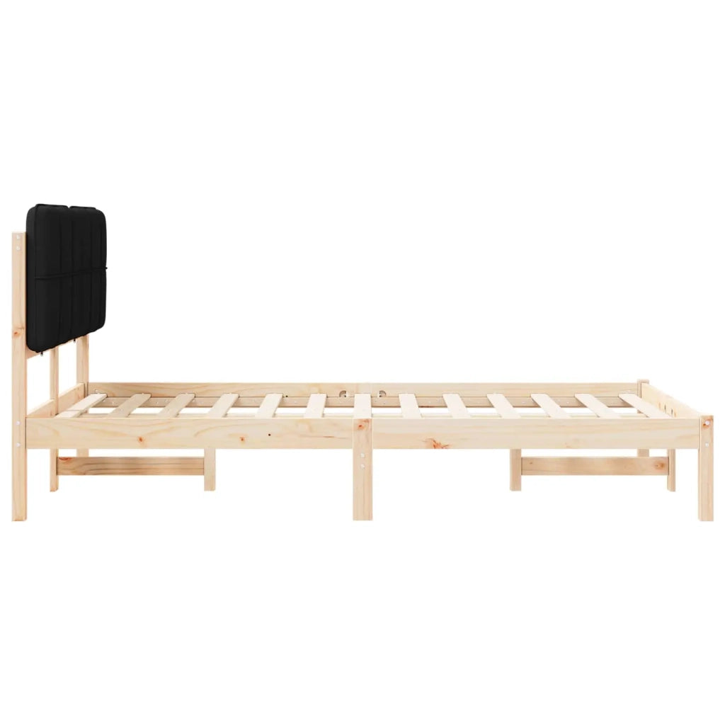 Letto con Testiera Rivestita Nero 120 x 200 cm Pino massello 877981