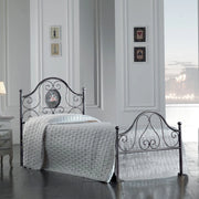 Letto in ferro singolo con pediera Nero Argento LORY 95x208x h130 cm