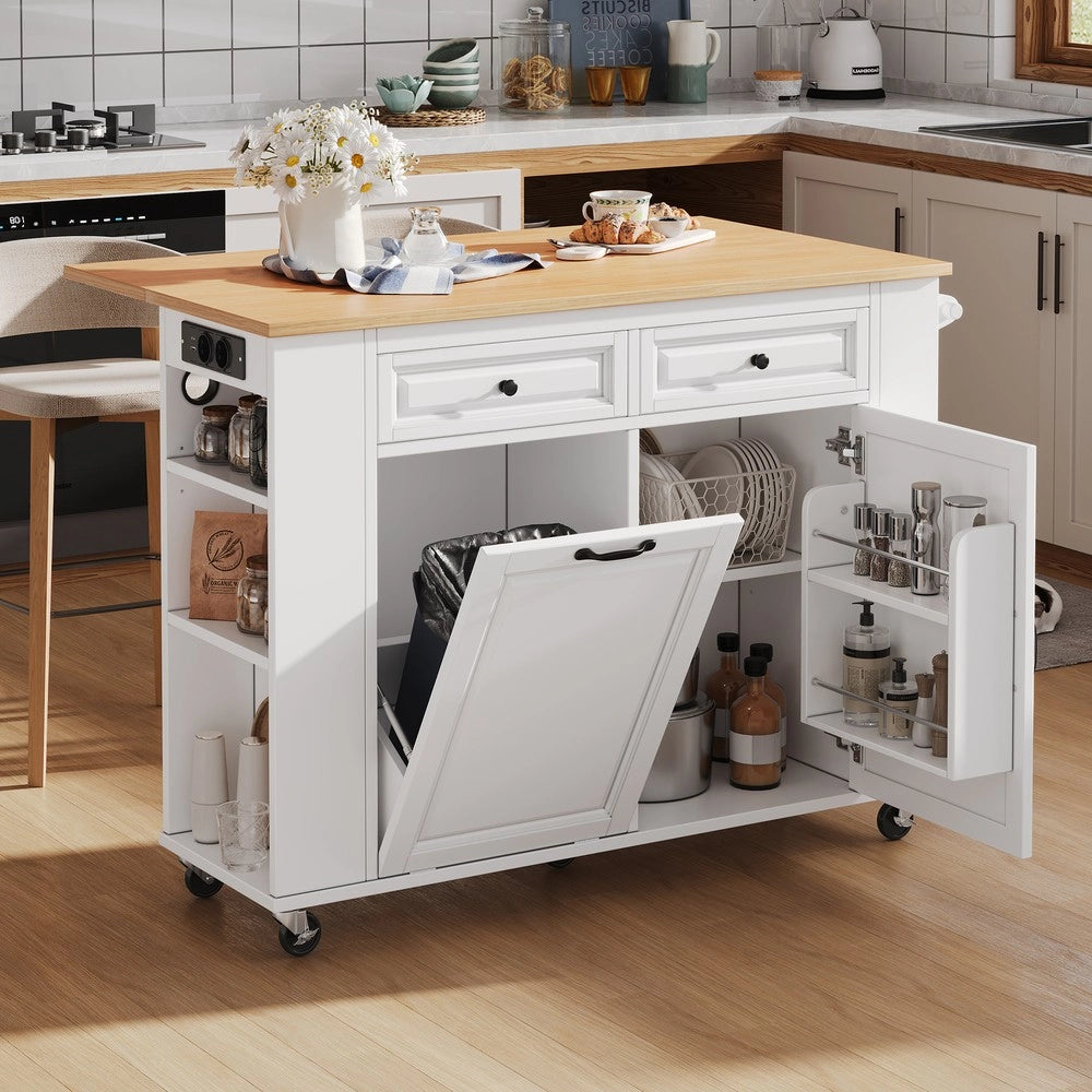 Tavolo da Pranzo Allungabile con Isola Cucina e Ruote ¨C Xylo ¨C Bianco