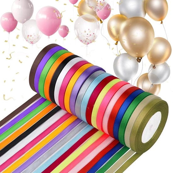 Ricami a Satin a Doppio - 20 Colori - 25m x 0.5cm - Ideali per Regali - Eventi di Festa