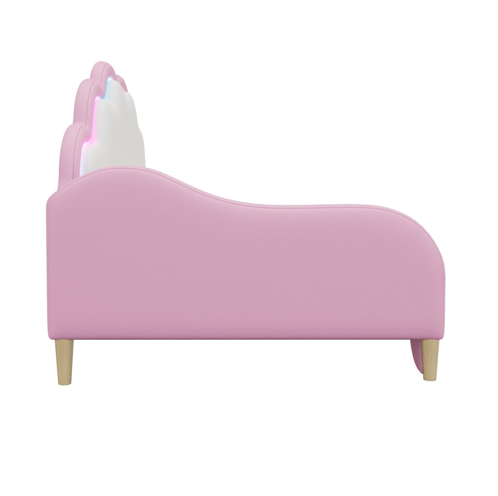 Letto divano trasformabile 140x200 cm con LED, rosa