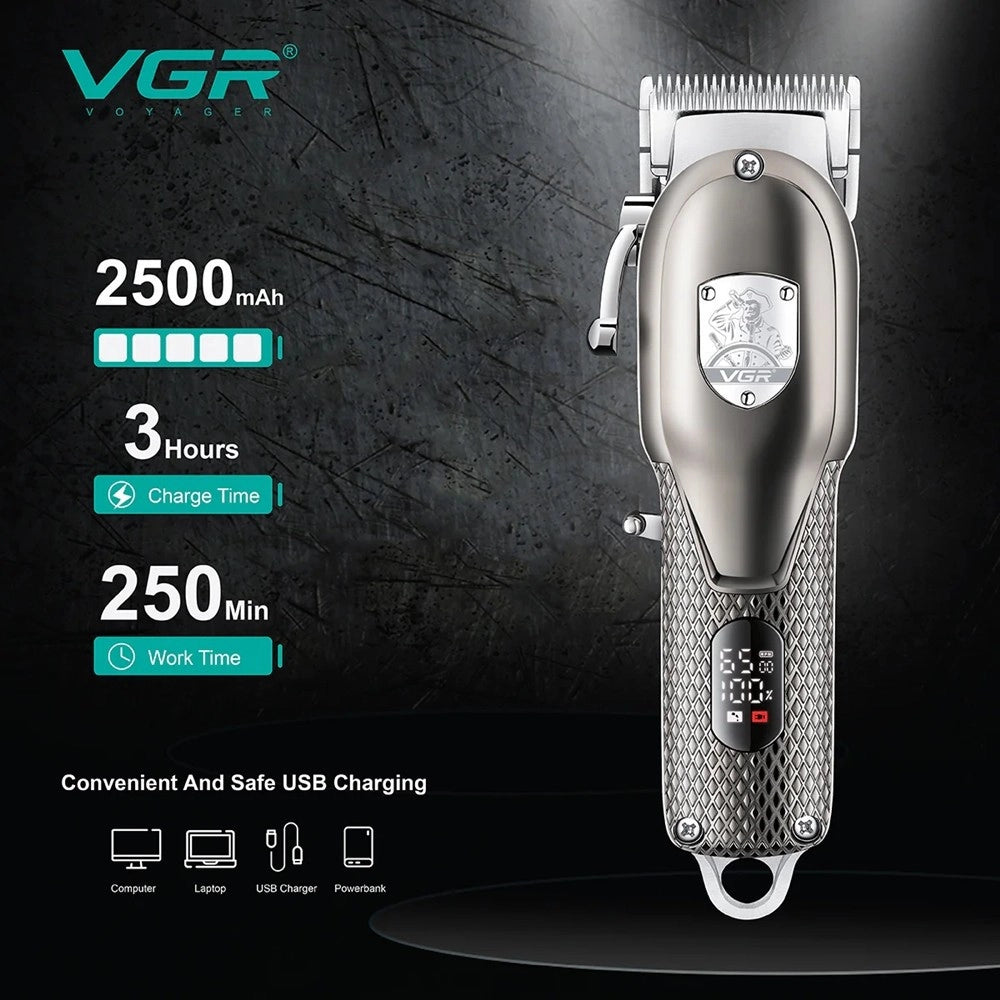 Trade Shop - Tagliacapelli Senza Fili Display Digitale Elettrico Batteria Ricaricabile V-276 -