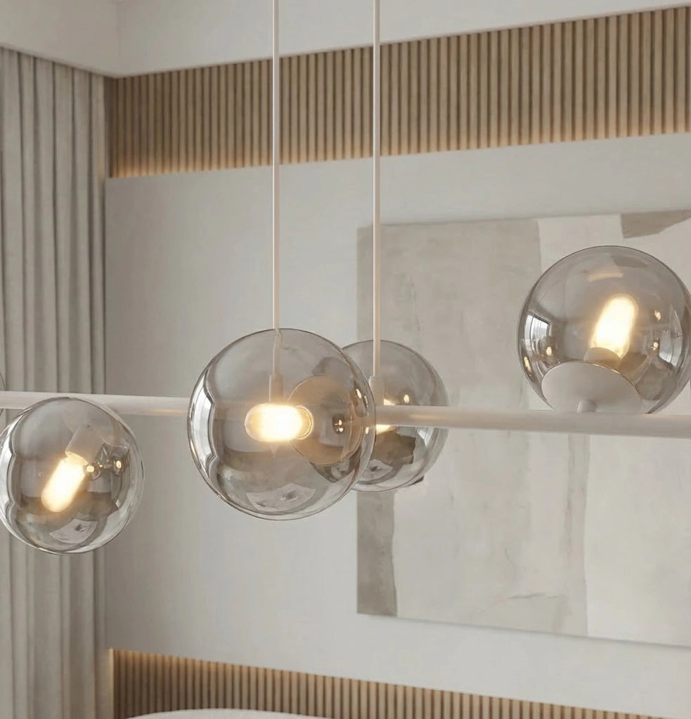 Lampada a sospensione MAGNUS 8xE14 vetro grigio Emibig