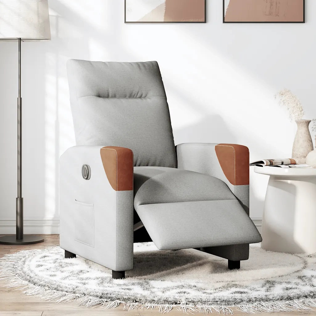 Poltrona Elettrica Reclinabile Grigio Nuvola in Tessuto 3323989