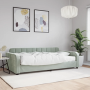 Divano Letto con Materasso Grigio Chiaro 100x200 cm in Velluto 3196912