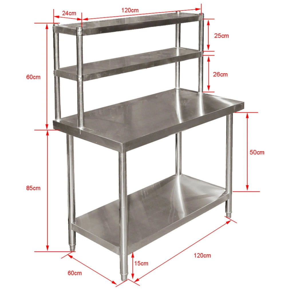 Tavolo da lavoro in acciaio raffinato 120 x 60 x 85 cm altezza regolabile tavolo smontabile 16_0002499