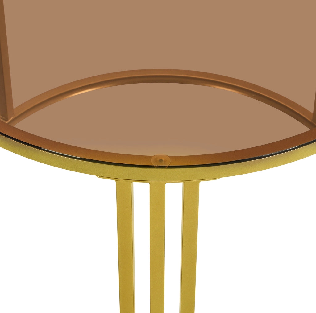 Set di 2 tavolini da caffè rotondi 70x70x45 + 50x50x40 cm in MDF e vetro bianco