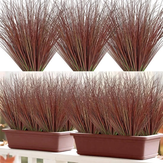 Bundel di Piantine Artificiali per Esterno 51cm, Piantine di Finto Erba UV-resistenti per Balcone, Ufficio, Casa e Decorazione Autunnale, Rame.