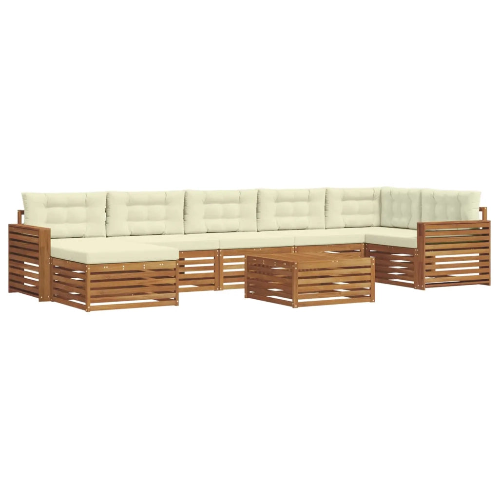 Set di divani da esterno con cuscino 8 pcs Naturale e Crema