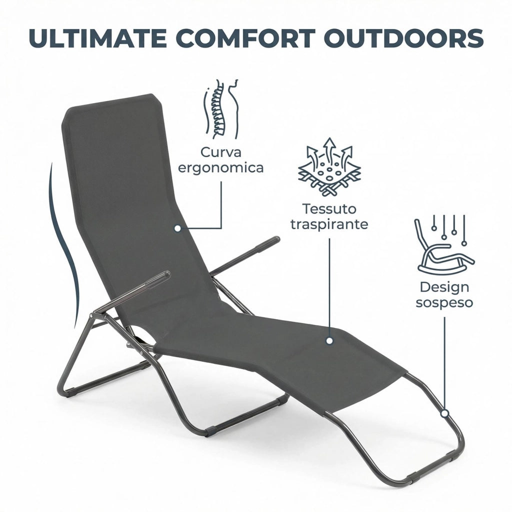 Marvin Lettino Basculante da Giardino Swing Sdraio Oscillante in Acciaio Telo Textilene Traspirante Relax Ergonomico per