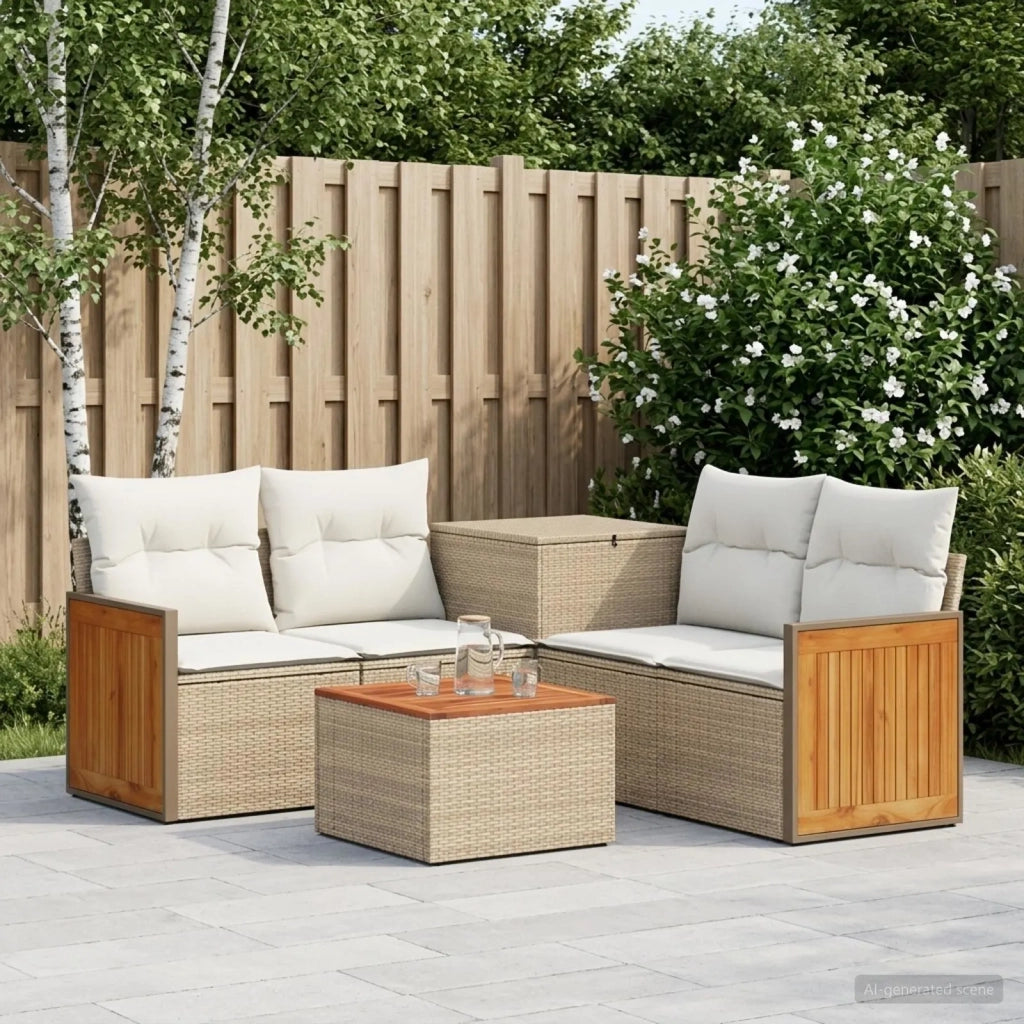 Set di divani 6 pz Beige e Bianco Crema 3447724