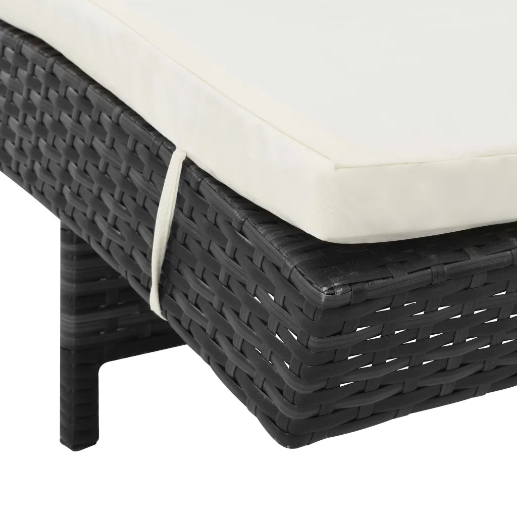 Lettini Prendisole 2 pz con Ruote Cuscini in Polyrattan Nero 3078465
