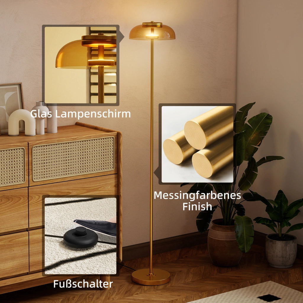 Lampada da terra LED per soggiorno ¨C zephmum ¨C ottone 25x25x134 cm