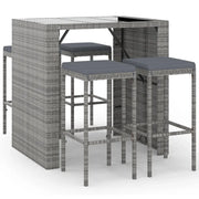 Set Bar da Giardino 5 pz | Set Salotto da Giardino con Cuscini in Polyrattan Grigio